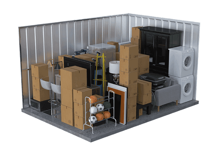 A 10 by 15 unit holding the contents of a 2-bedroom home